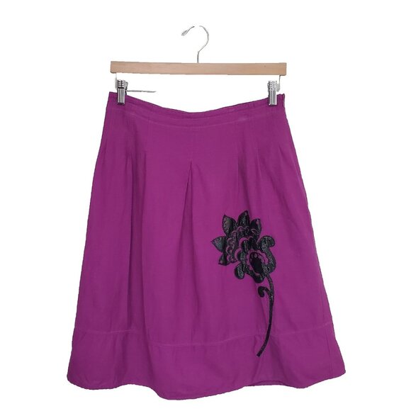 Vintage Lily Stanhope Womens Skirt Size 6 Purple Gothic Black Flower Linen Midi - Picture 1 of 15
